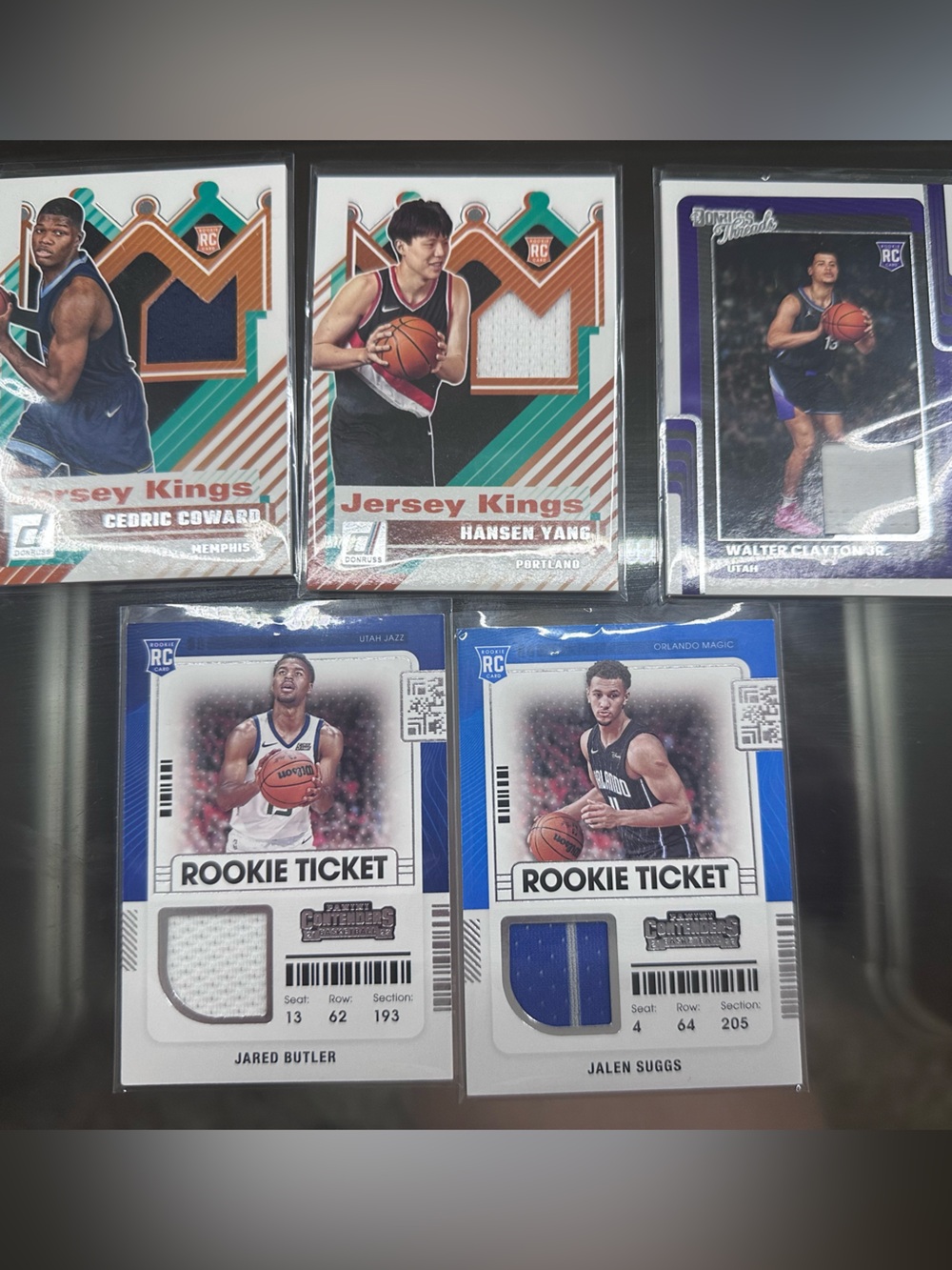 5 rookie basketball patch cards brand new